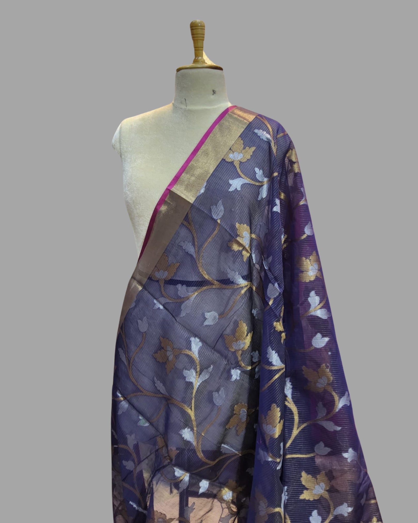 Navi Blue Cotton Silk Saree