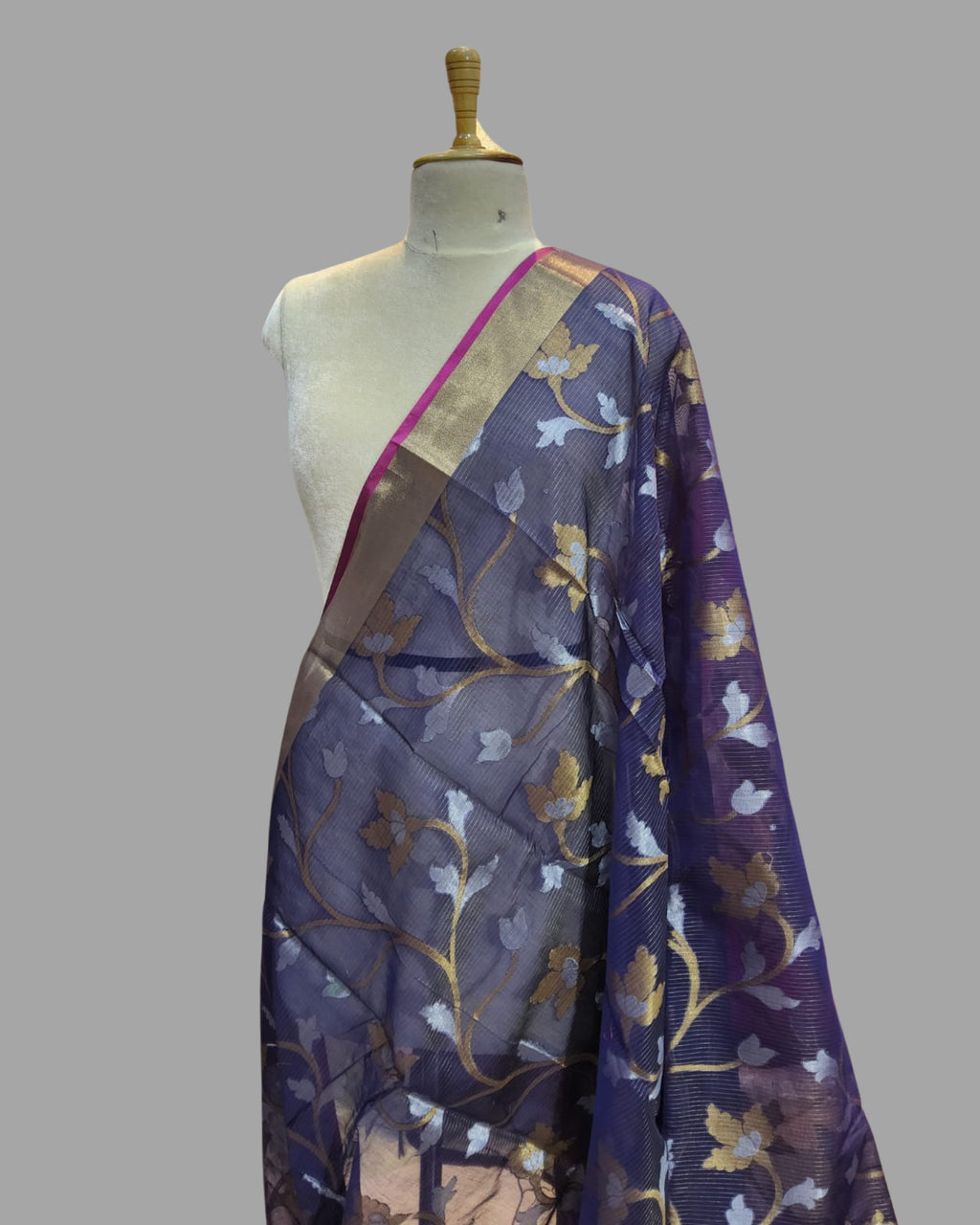 Navi Blue Cotton Silk Saree