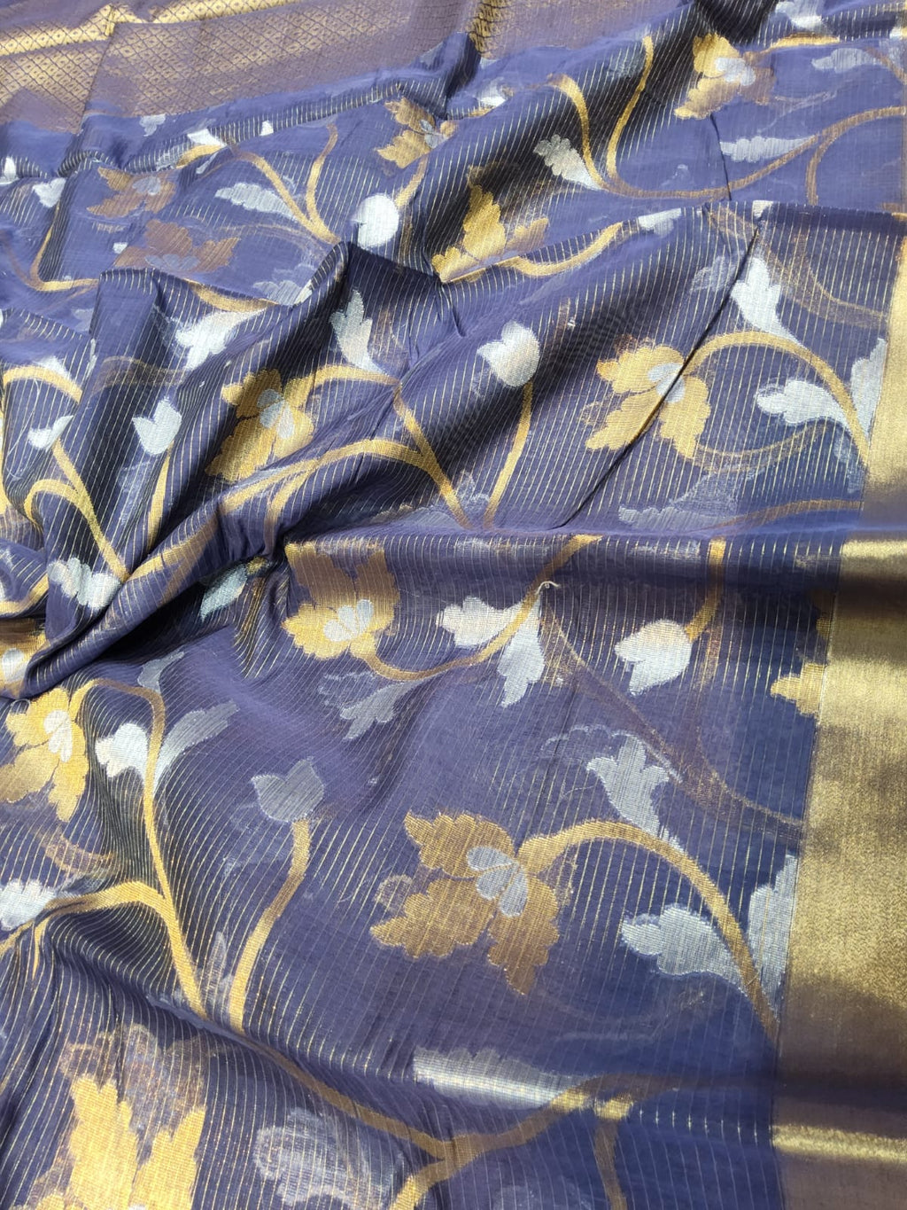 Navi Blue Cotton Silk Saree