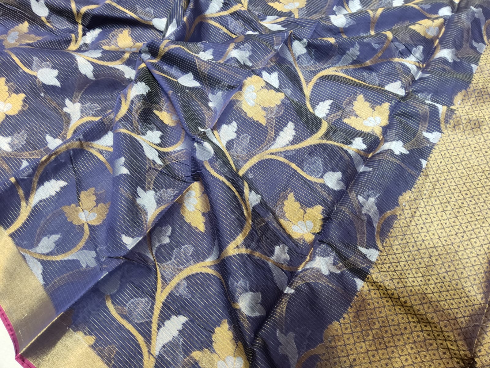 Navi Blue Cotton Silk Saree