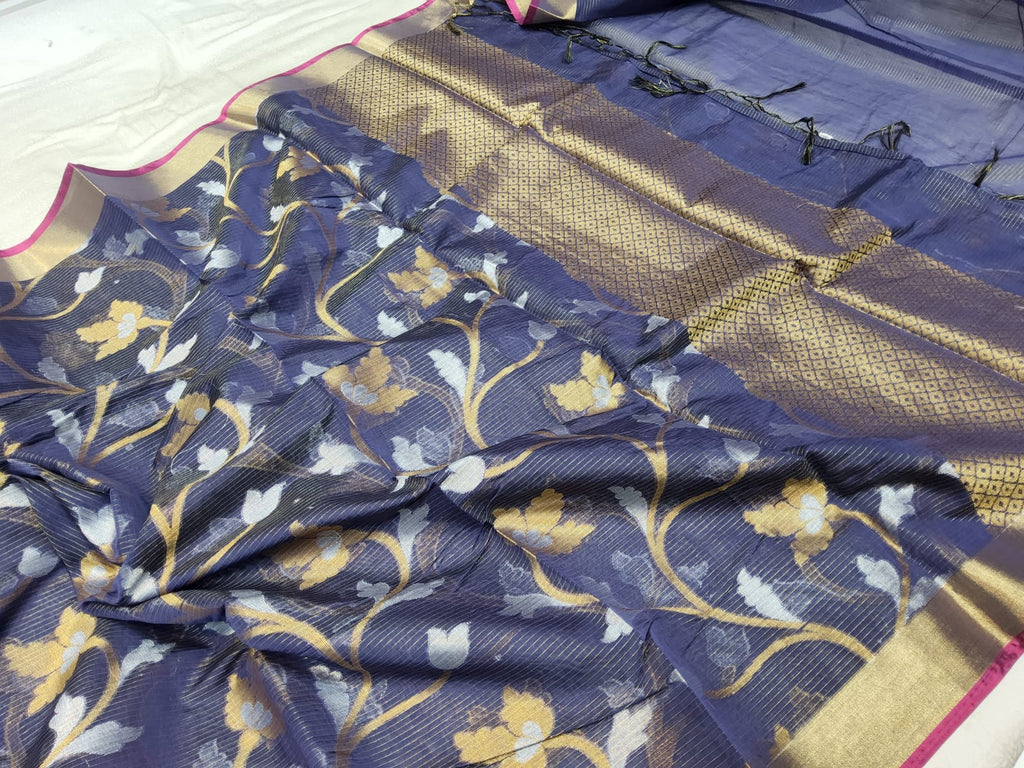 Navi Blue Cotton Silk Saree