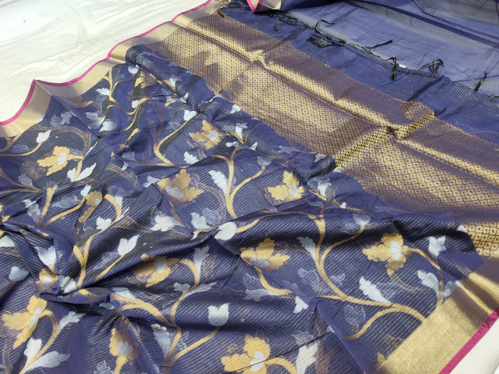 Navi Blue Cotton Silk Saree